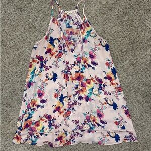 Racerback Pink Floral Flowy Blouse